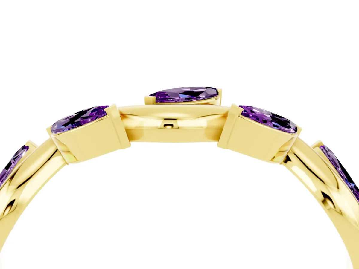 Marquise Amethyst Twisted Band with Prong Setting Yellow gold
