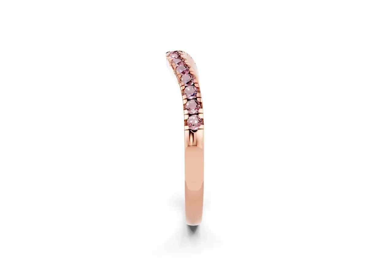 Morganite Pavé Curved Wedding Band Rose gold