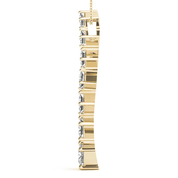 Princess Cut Diamond Graduated Prong Pendant Yellow gold