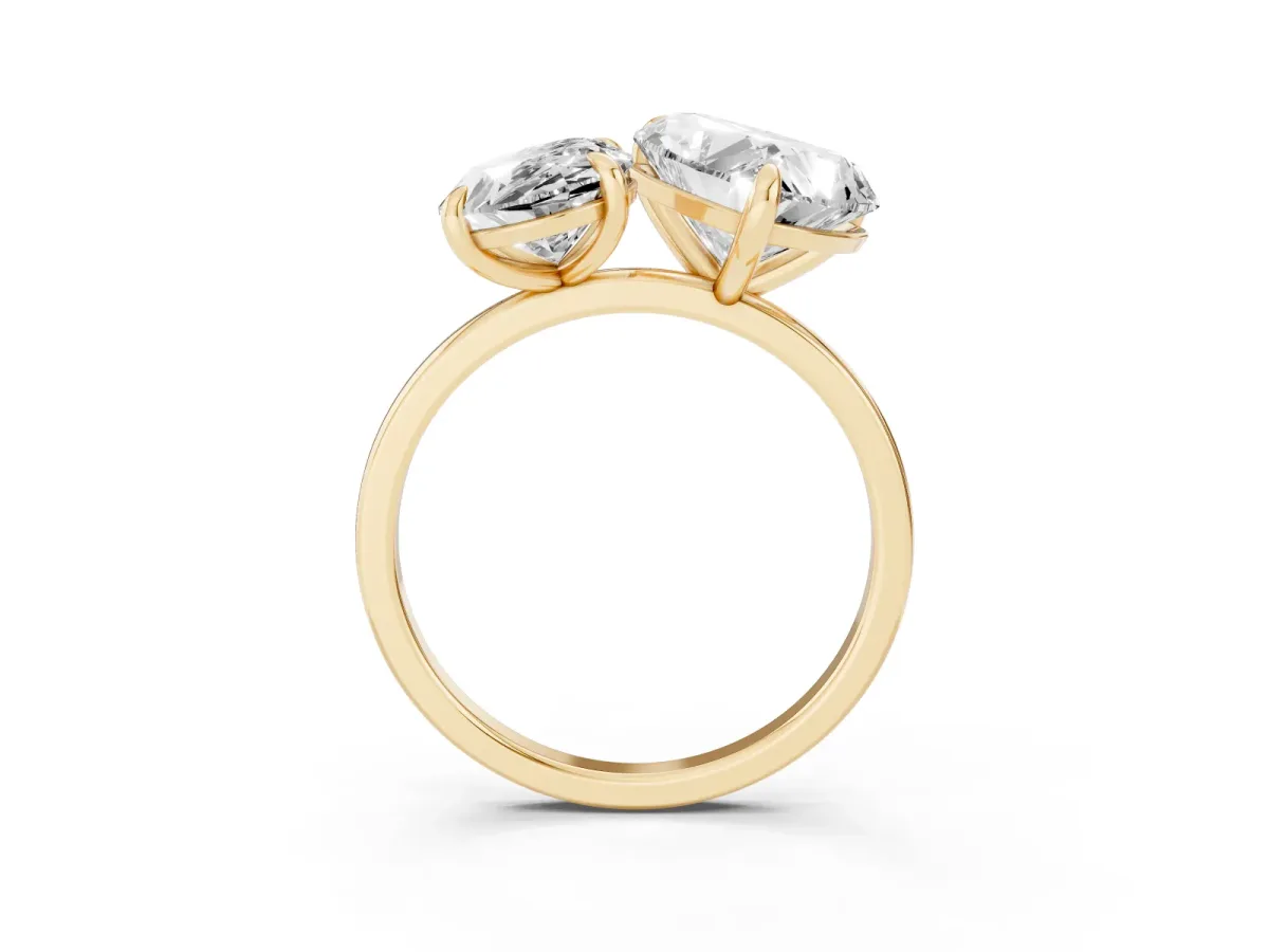 Oval and Heart Toi Moi Ring with Prong Setting and Plain Band Yellow gold
