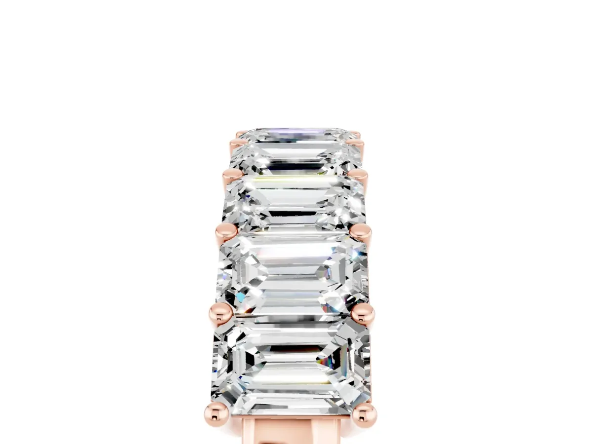 Emerald Cut Moissanite Prong-Set Eternity Band Rose gold