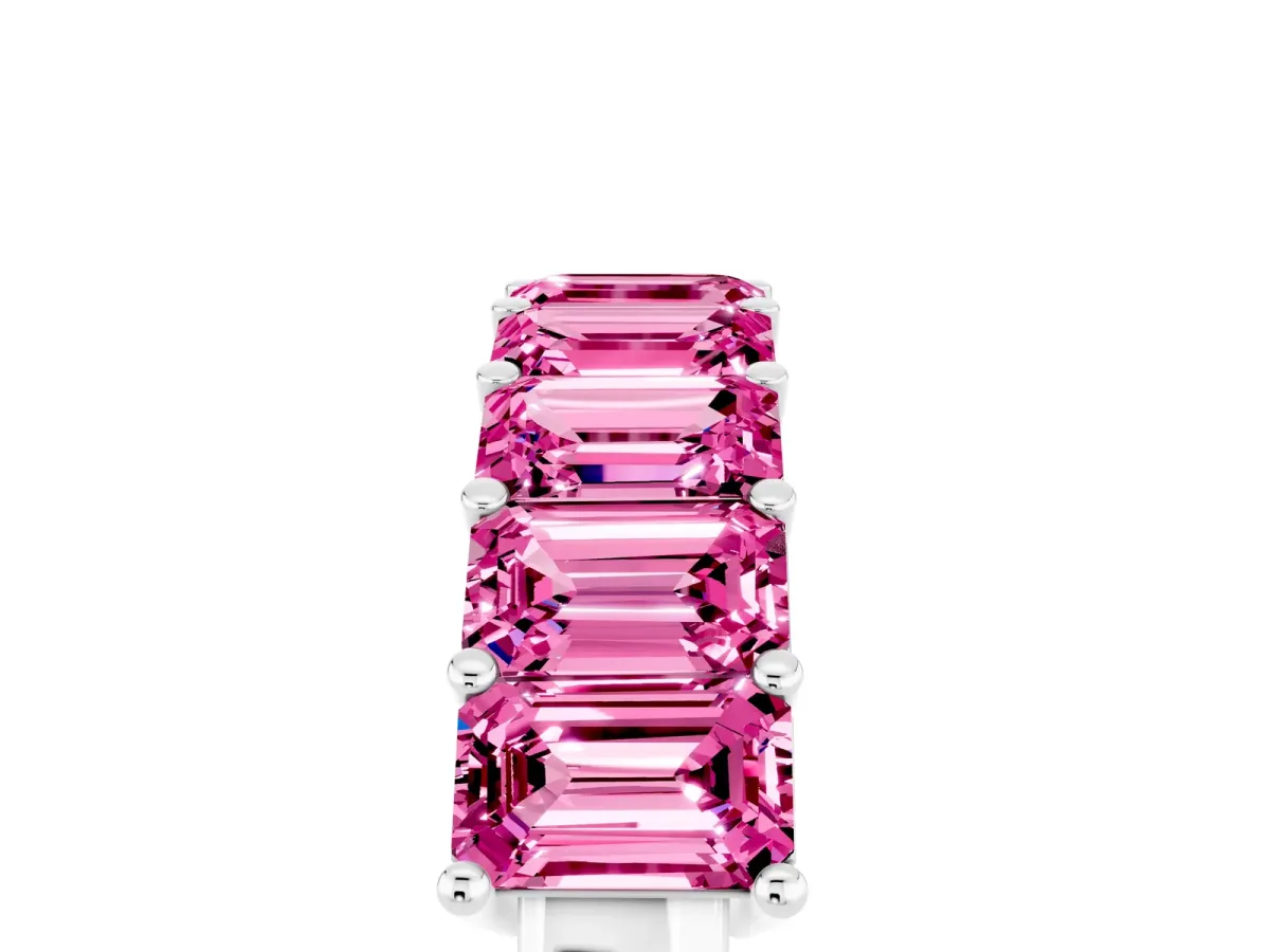 Emerald Cut Pink Sapphire Prong-Set Eternity Band White gold