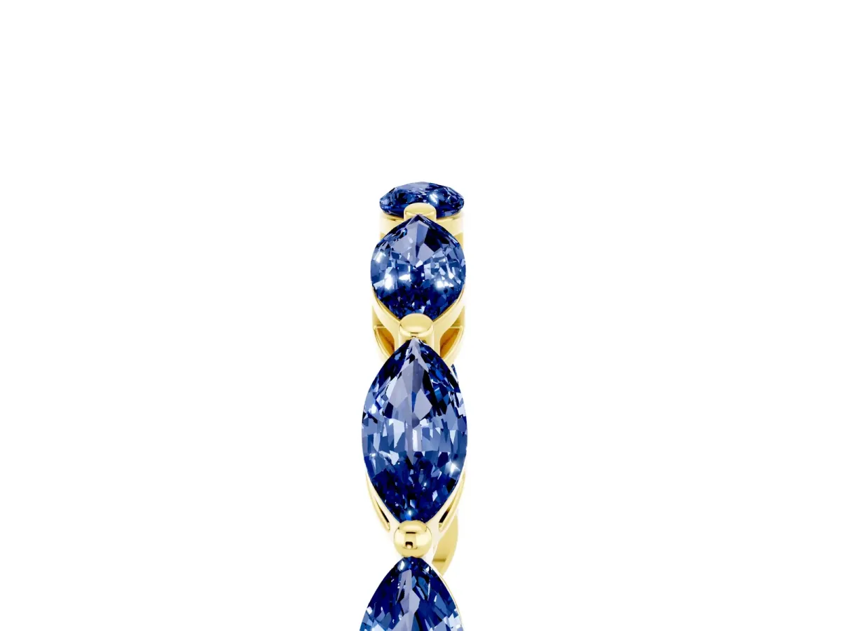 Marquise Blue Sapphire Eternity Band with U-Prong Setting Yellow gold