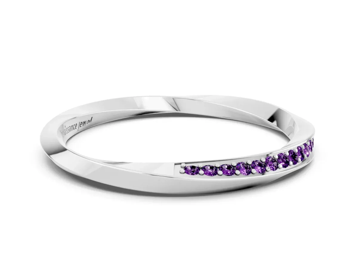 Pavé Round Amethyst Twist Band White gold