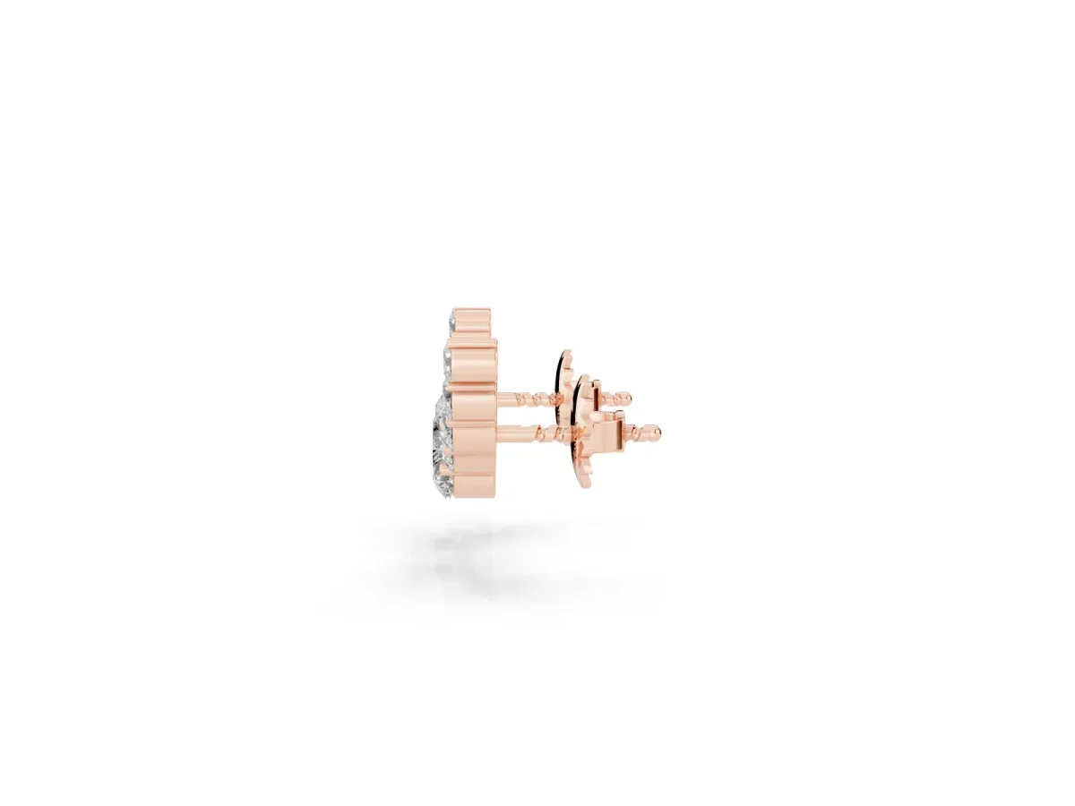 Round and Heart Diamond Petite Ear Climber Earrings Rose gold