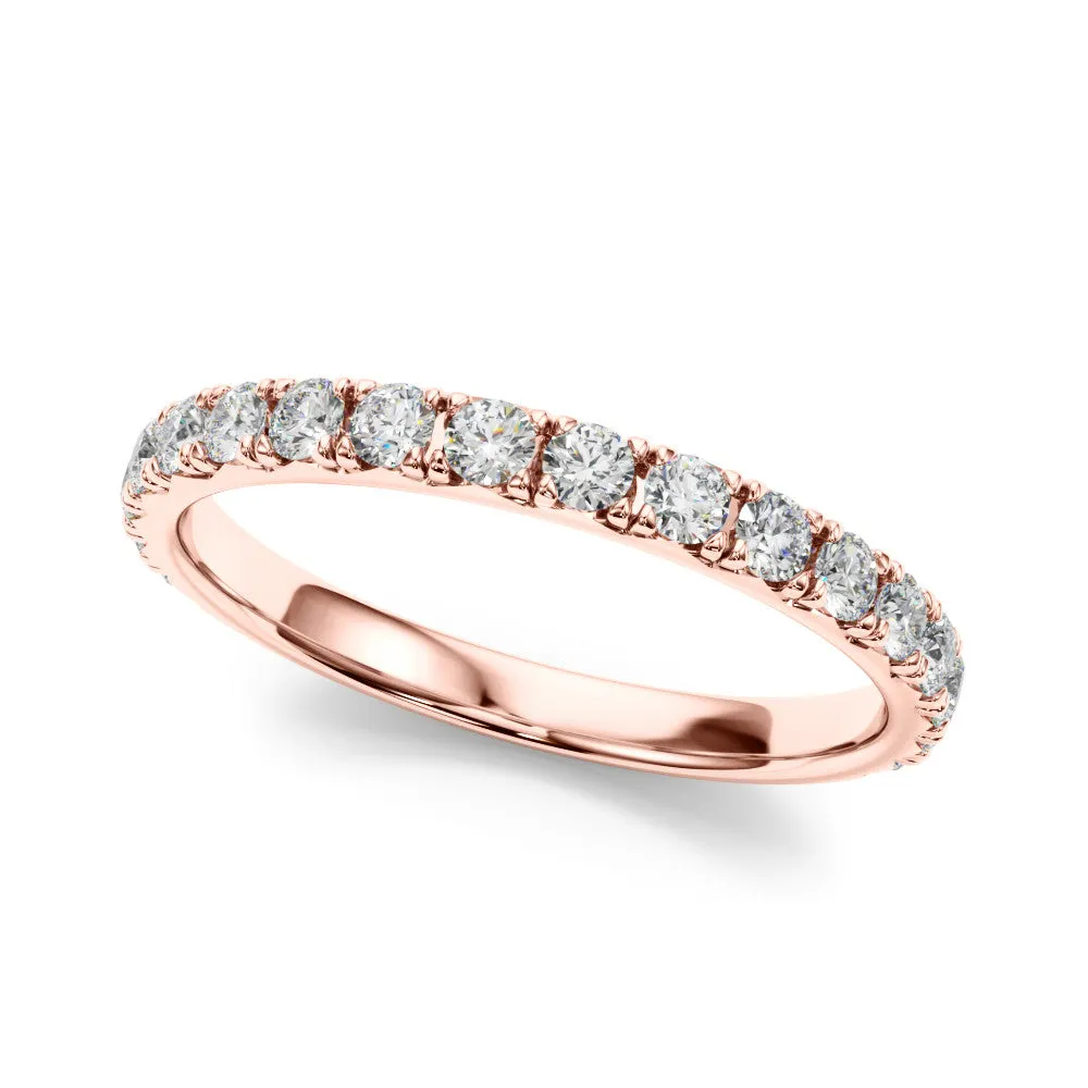 Round Cut Diamond Eternity Band with Shared Prong Setting Rose gold