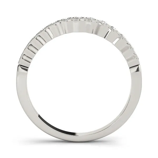 Milgrain Round Diamond Scalloped Eternity Band White gold