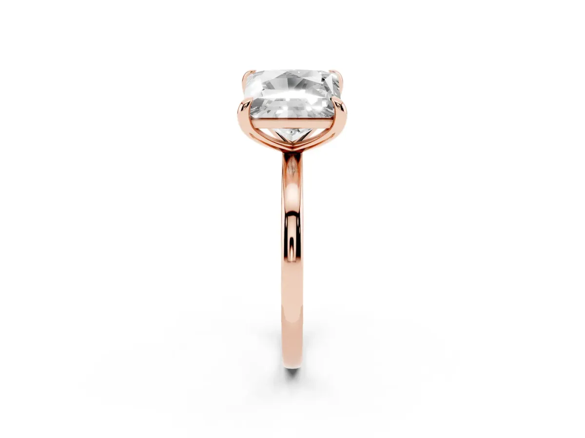 Round and Princess Toi Moi Ring with Prong Setting and Plain Band Rose gold