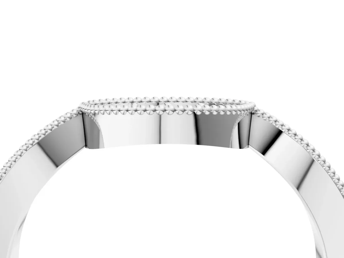 Pavé Round Diamond Contour Milgrain Band Platinum
