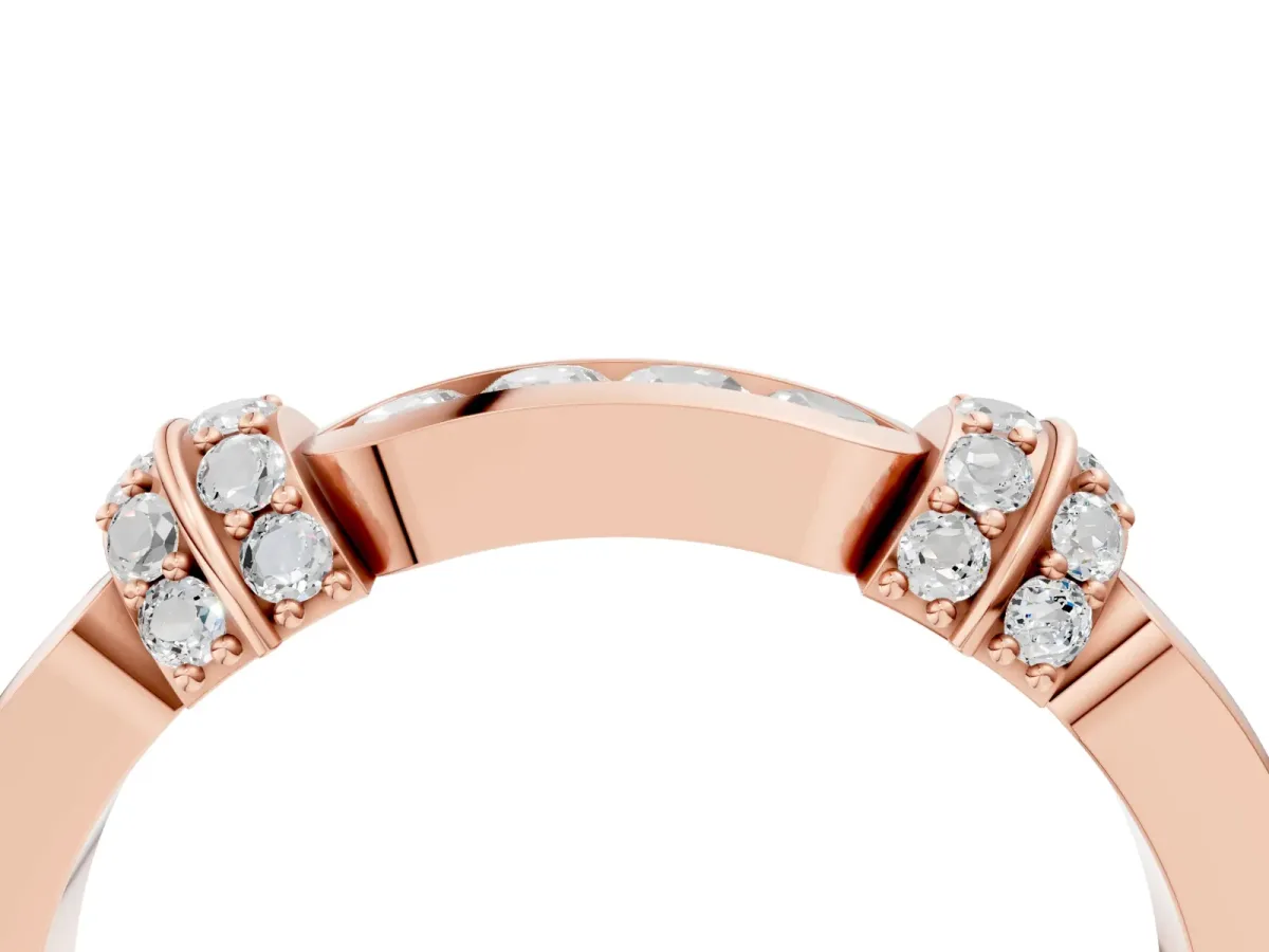 Pavé Round Diamond Link Band with Bezel Setting Rose gold