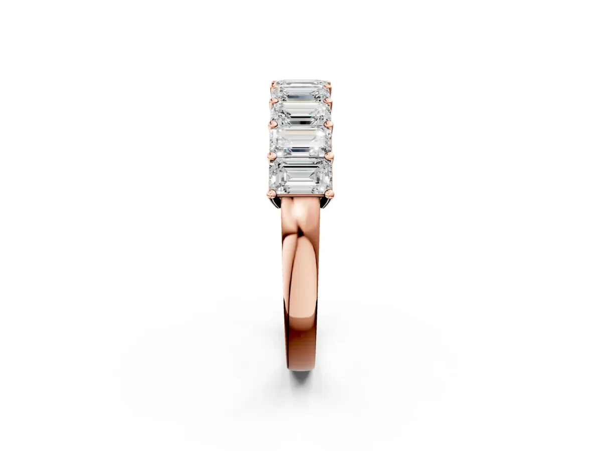 Emerald Cut Diamond Prong-Set Eternity Band Rose gold