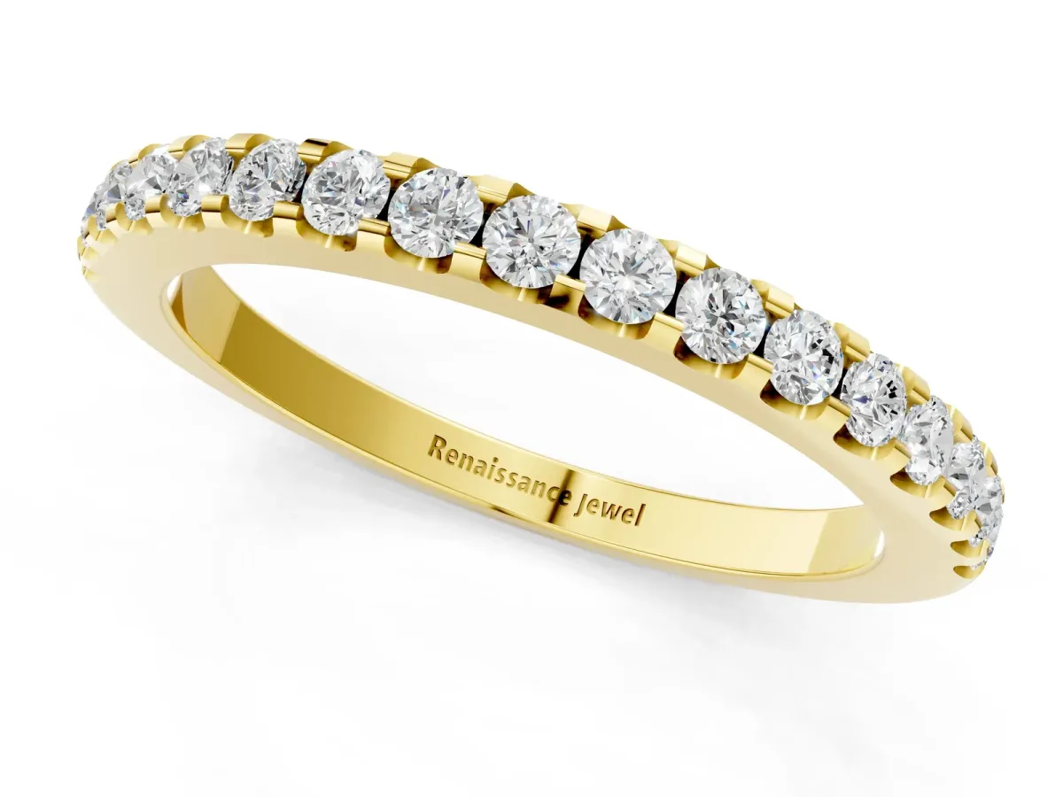 Round Diamond Pavé Eternity Band with Micro Prong Setting Yellow gold