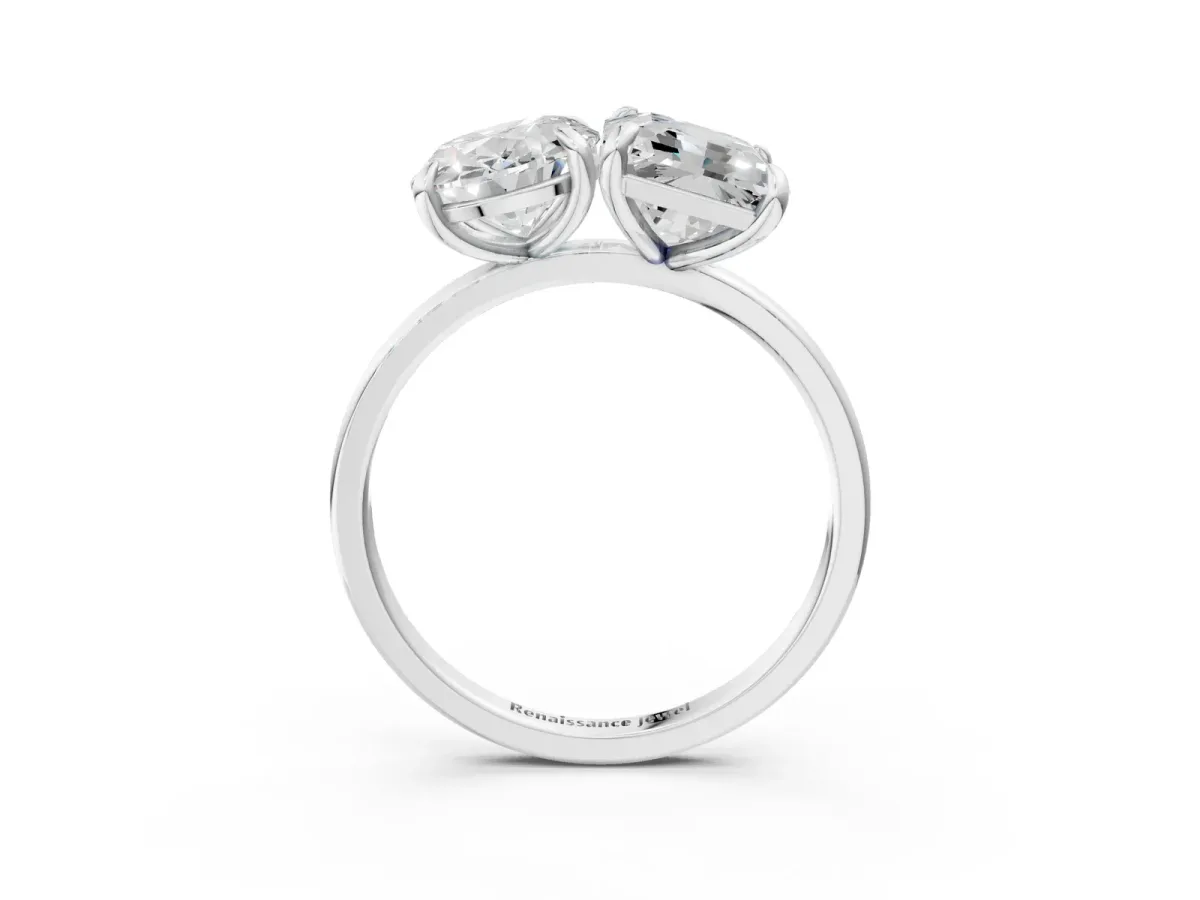 Oval and Radiant Toi Moi Ring with Prong Setting and Plain Band Silver