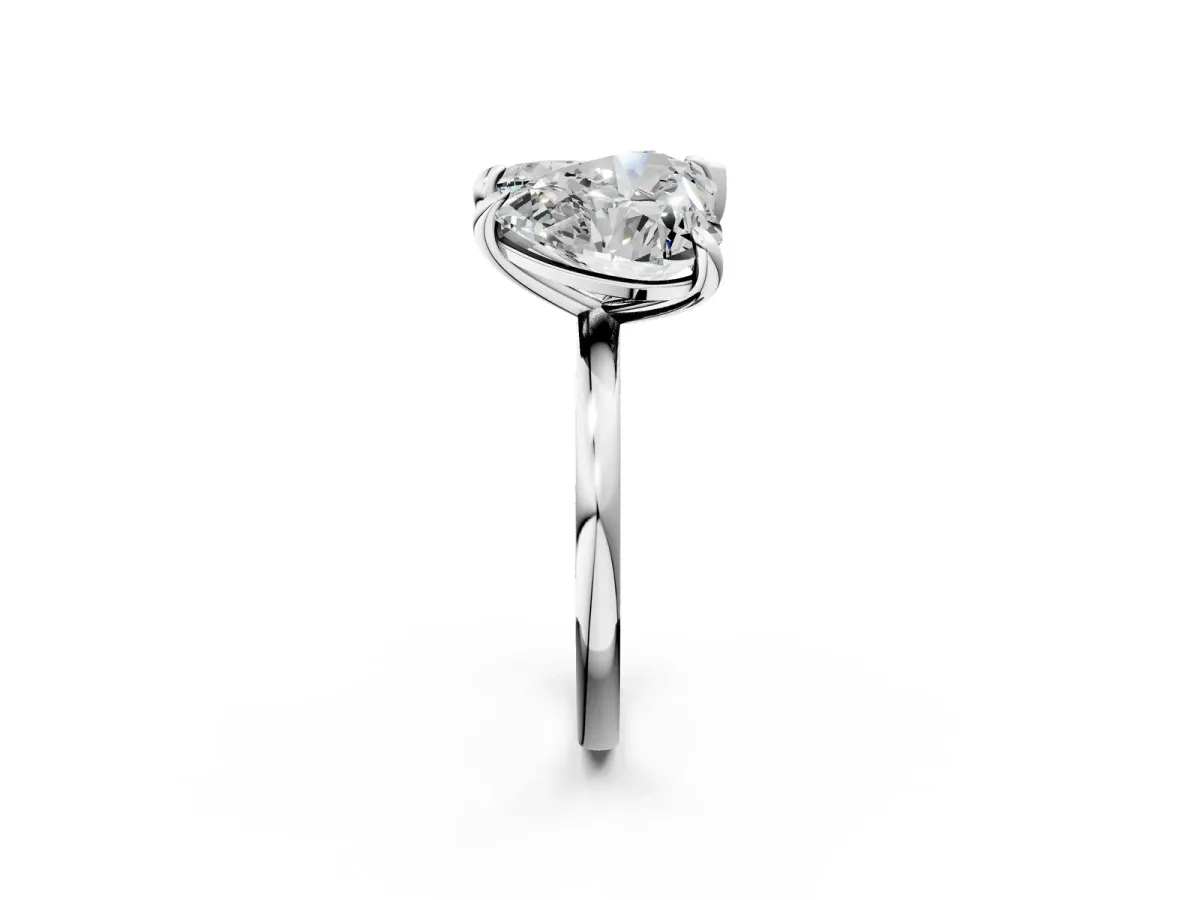 Pear and Heart Toi Moi Ring with Prong Setting and Plain Band Platinum