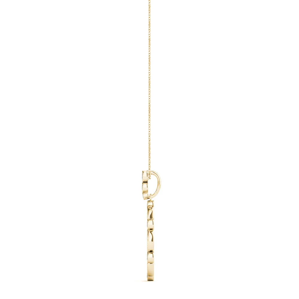 Round and Marquise Diamond Bezel Set Pendant Yellow gold
