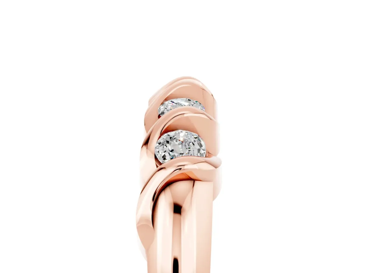 Round Moissanite Eternity Band with Twist Prong Setting Rose gold