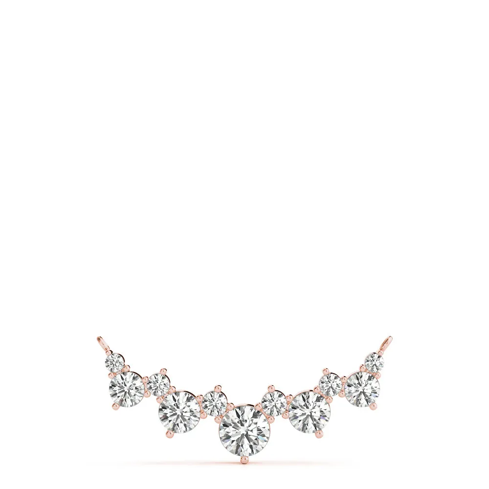 Round Diamond Graduated V-Prong Necklace Rose gold