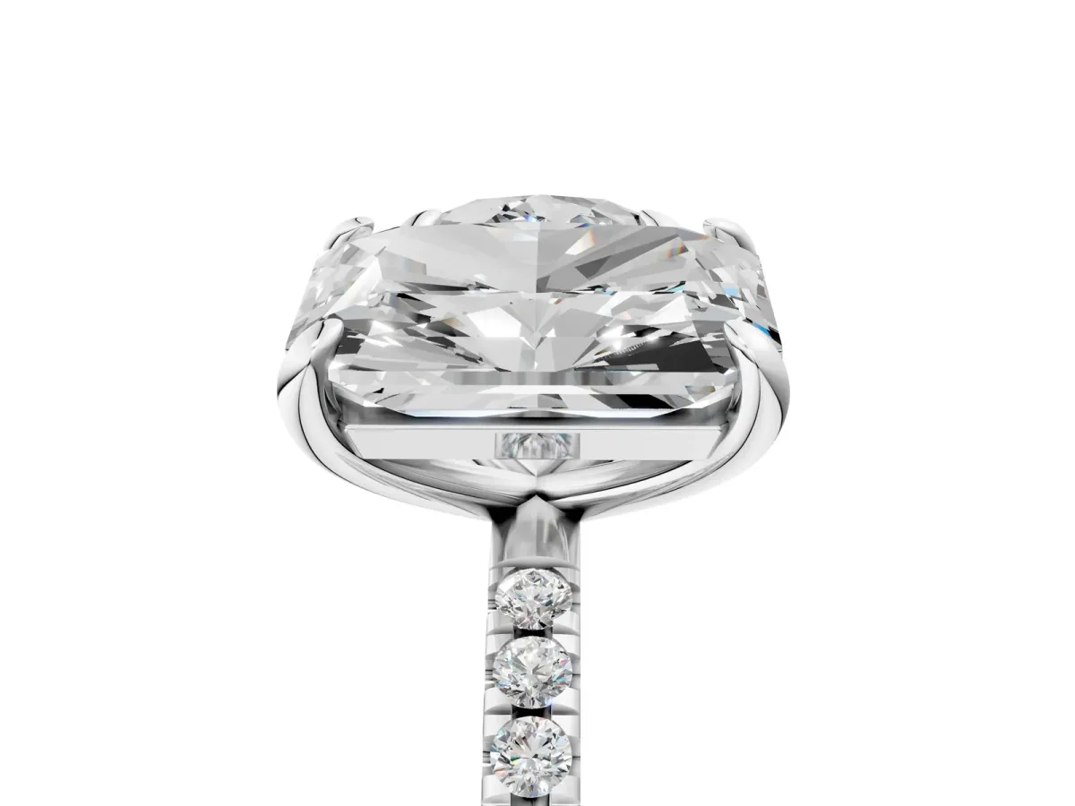 Round and Radiant Toi Moi Ring with Prong Setting and Micro Pave Band Silver