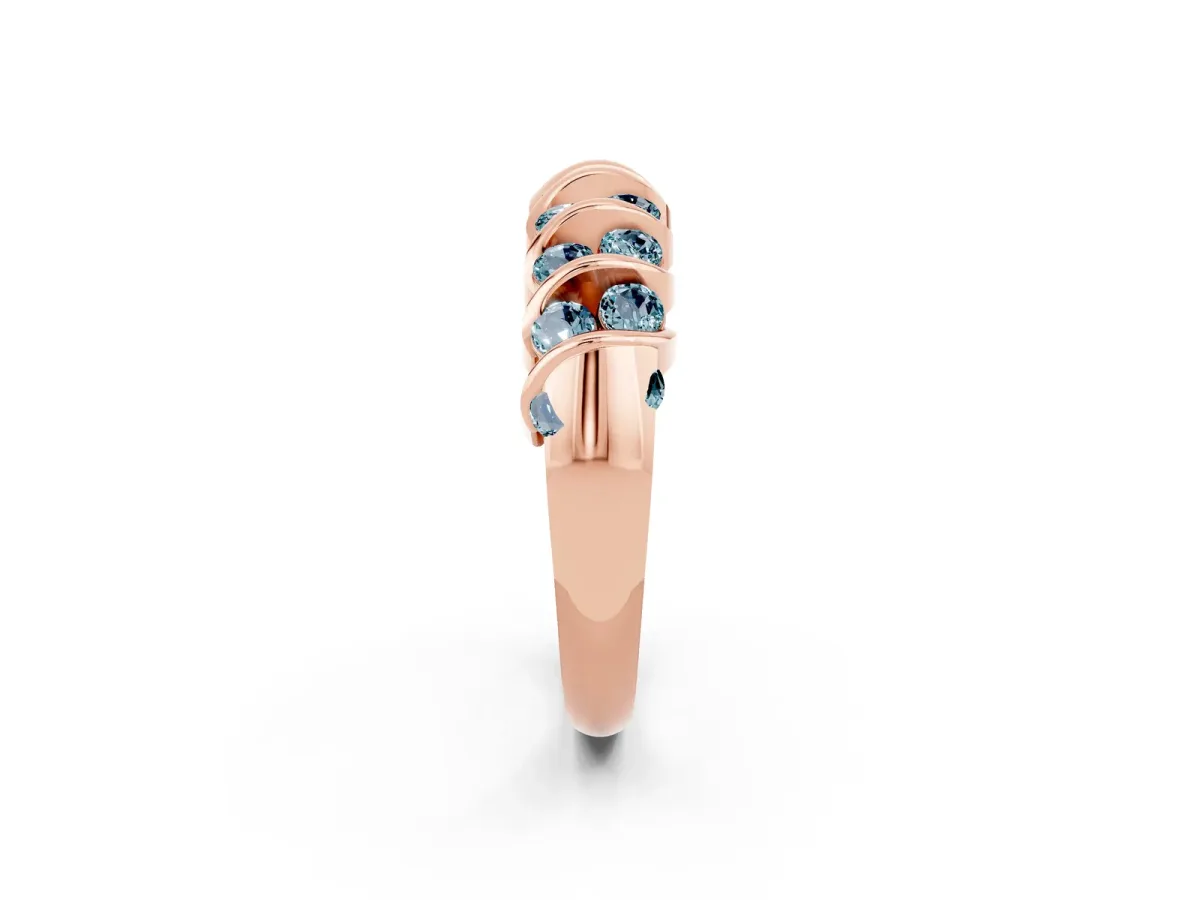 Channel Set Round Aquamarine Multi-Row Band Rose gold