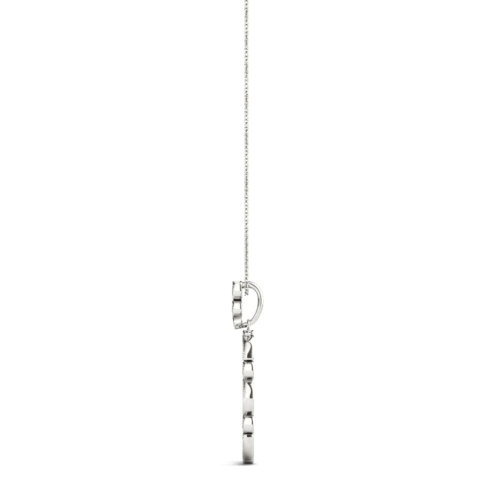 Bezel Marquise and Round Diamond Pendant Silver
