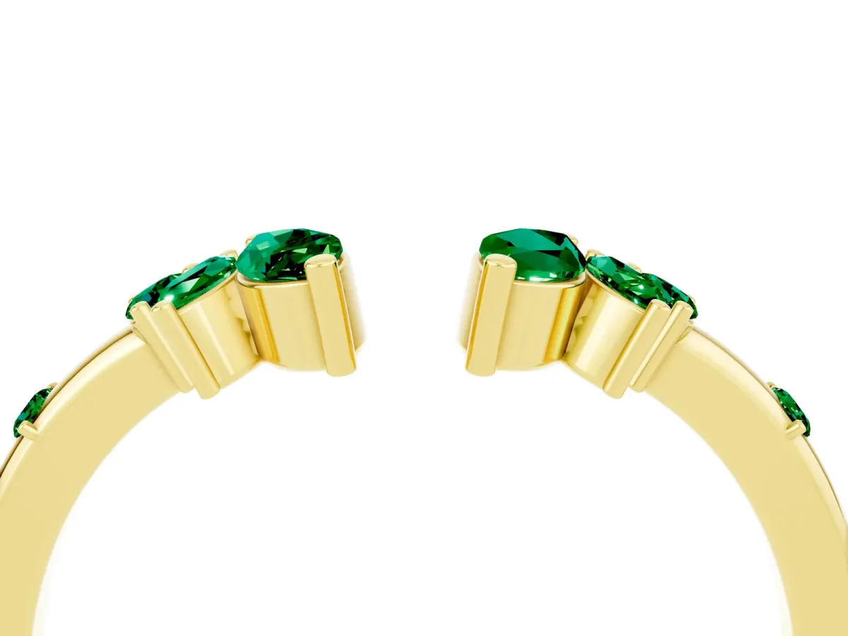 Open Marquise Cluster Emerald Band with Prong Setting Yellow gold