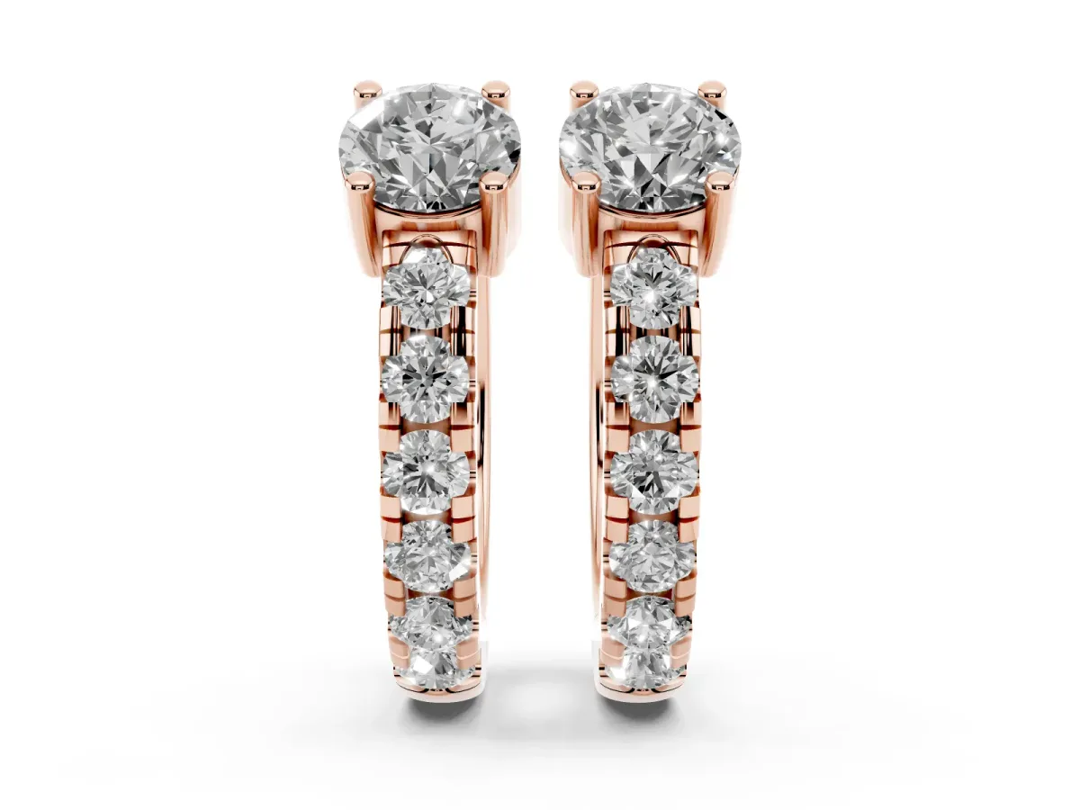 Round Diamond Taylor Huggie Hoop Earrings Rose gold