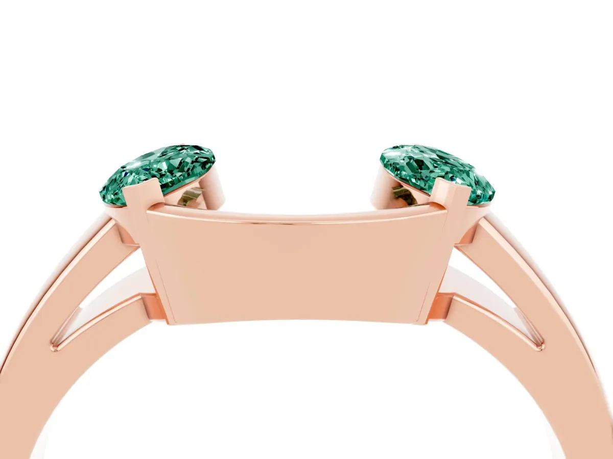 Marquise Green Sapphire Open Band Ring with Tension Setting Rose gold