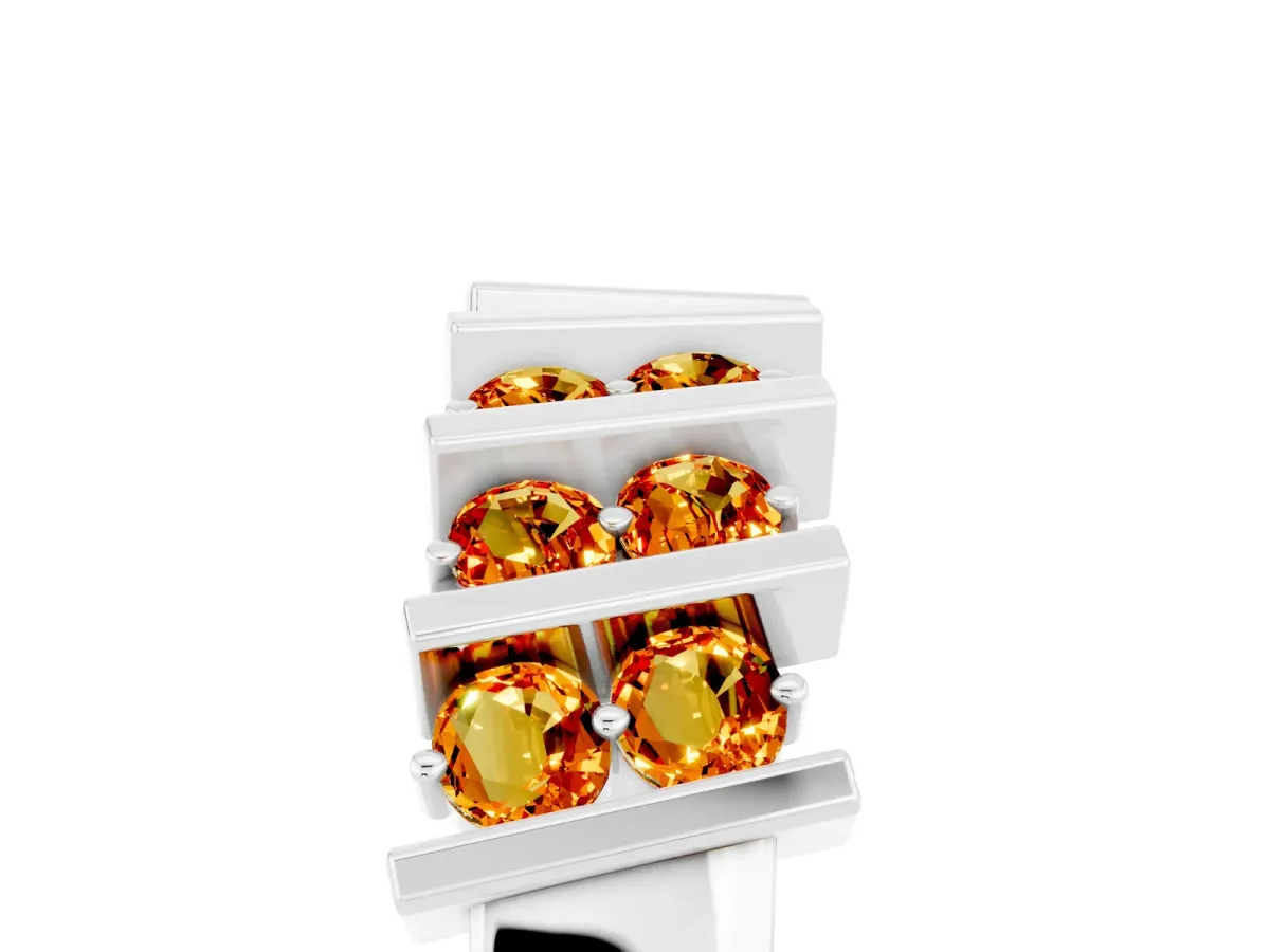 Channel Set Round Citrine Anniversary Band with Vertical Prongs Silver