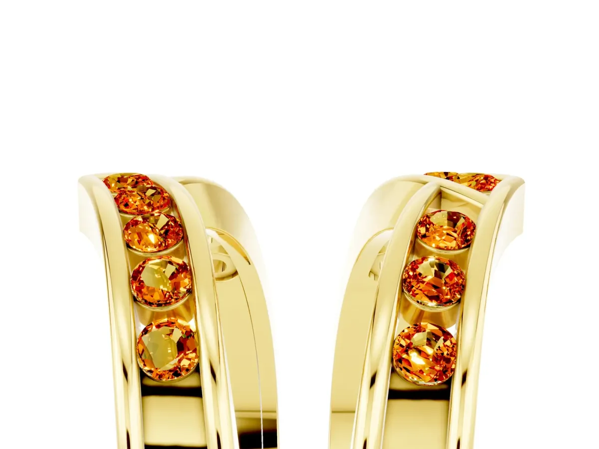 Round Citrine Channel-Set Chevron Band Yellow gold