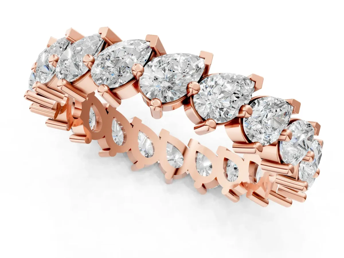 Pear Diamond Full Eternity Band with Shared Prong Setting Rose gold