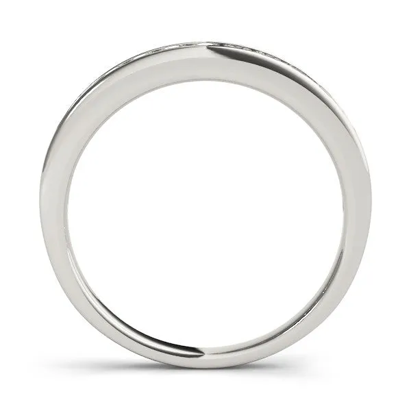 Round Diamond Channel Set White Gold Band Silver
