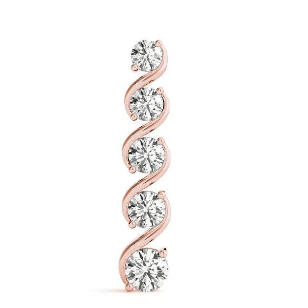 Round Diamond Prong-Set Swirl Pendant Rose gold