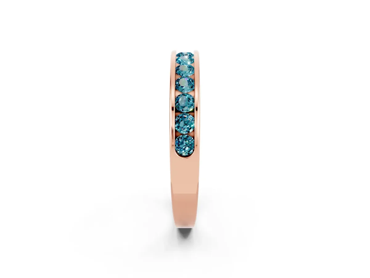 Channel Set Round Blue Topaz Eternity Band Rose gold