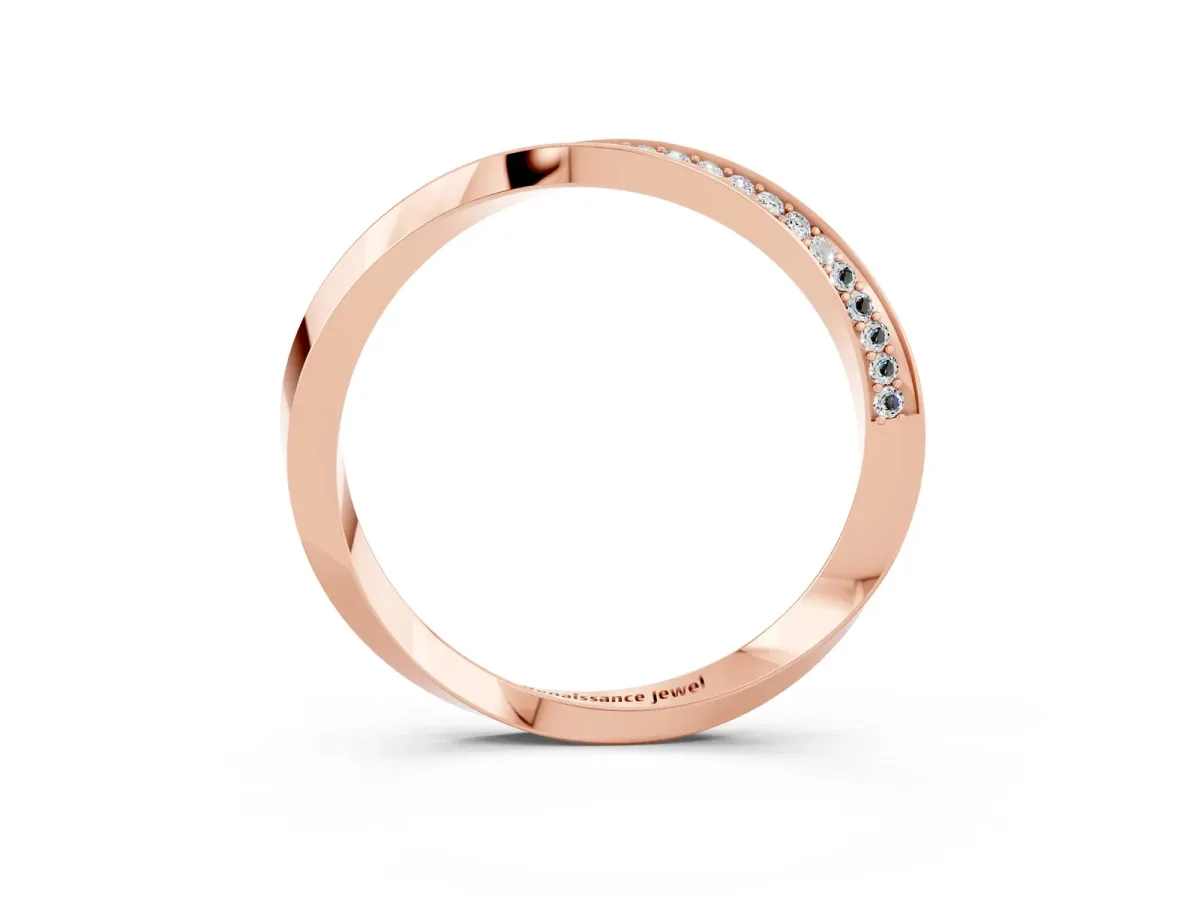 Pavé Round Moissanite Twist Band Rose gold