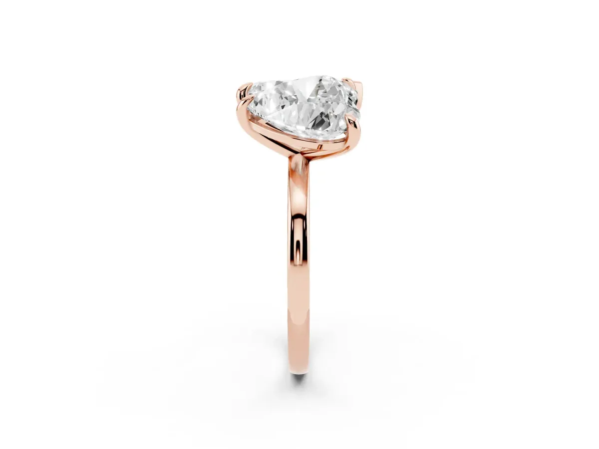 Pear and Heart Toi Moi Ring with Prong Setting and Plain Band Rose gold