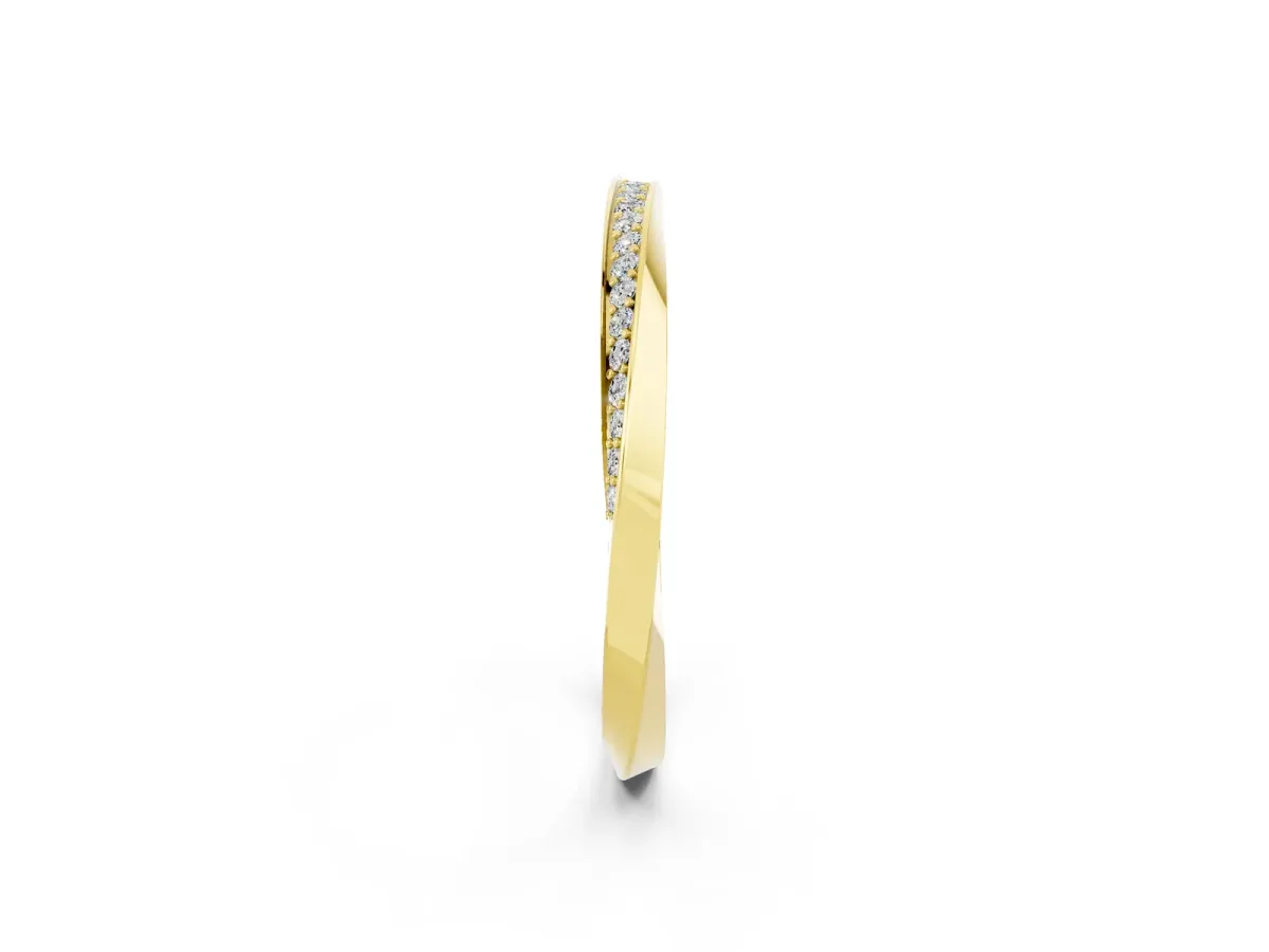 Pavé Round Moissanite Twist Band Yellow gold