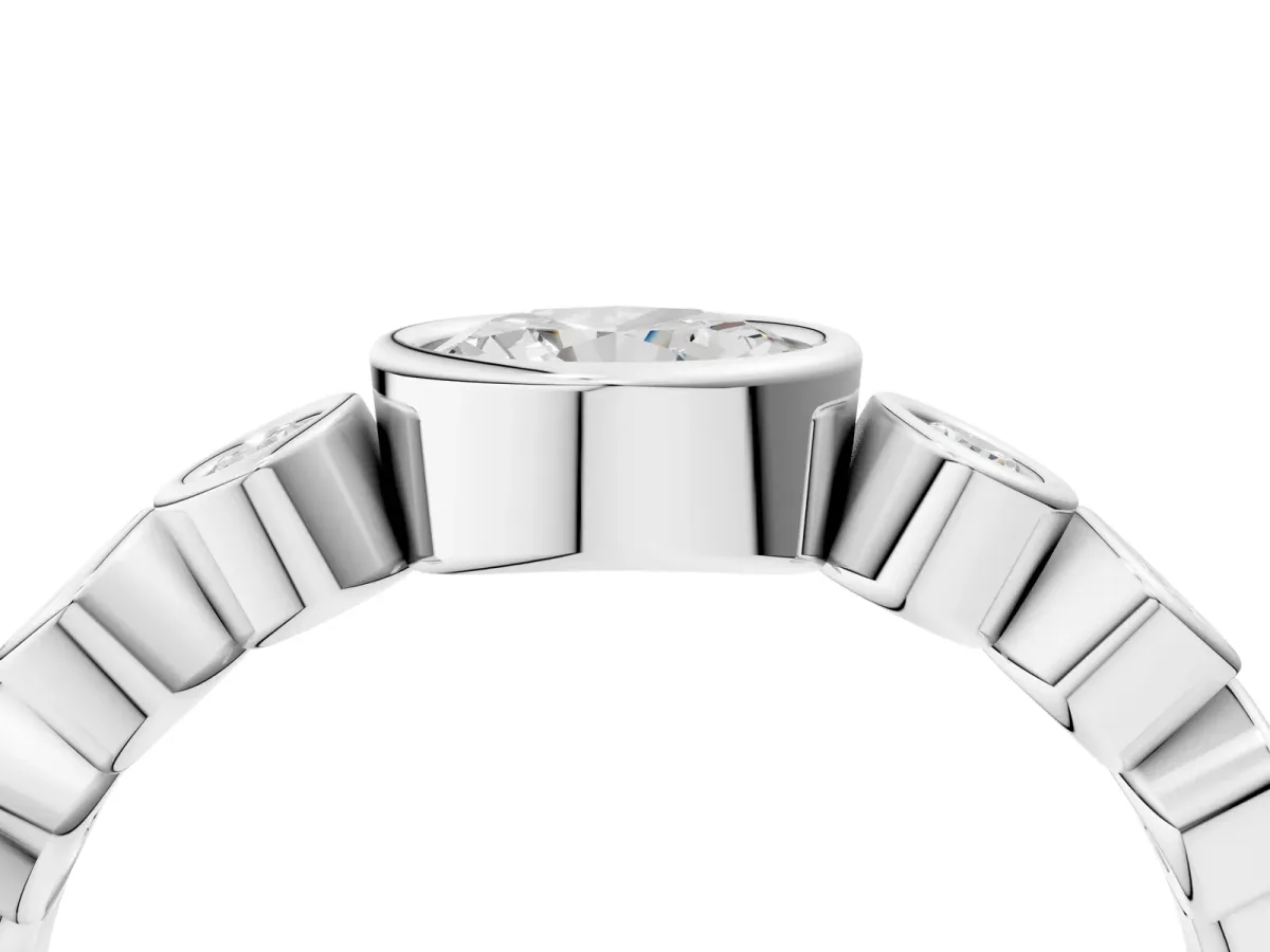 Bezel Set Oval Diamond Half Eternity Band Platinum