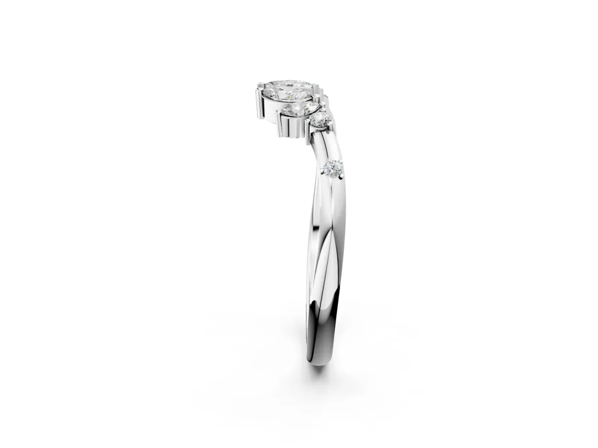 Open Marquise Cluster Diamond Band with Prong Setting Platinum