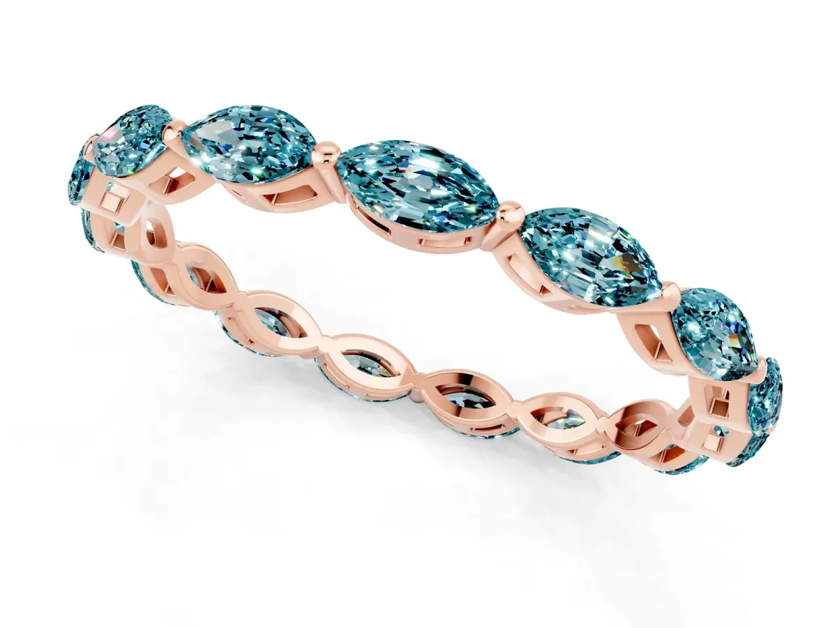 Marquise Blue Topaz Eternity Band with U-Prong Setting Rose gold