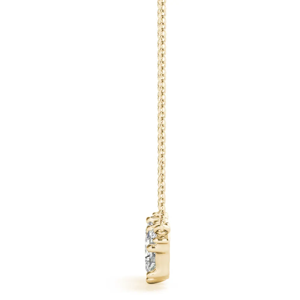 Princess Cut V-Shape Diamond Pendant with Four-Prong Setting Yellow gold
