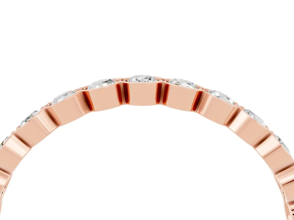 Round Moissanite Bezel Set Eternity Band Rose gold