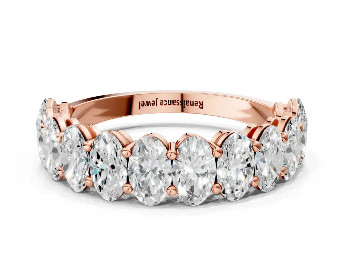 Oval Diamond Prong-Set Eternity Band Rose gold
