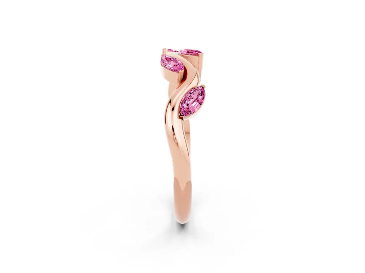 Marquise Pink Sapphire Twisted Band with Prong Setting Rose gold
