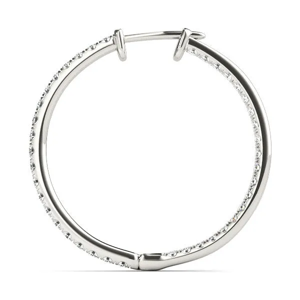 Round Diamond Pave Hoop Earrings with Channel Setting White gold