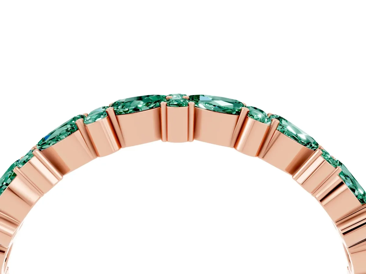 Pear and Round Green Sapphire Wedding Band Rose gold