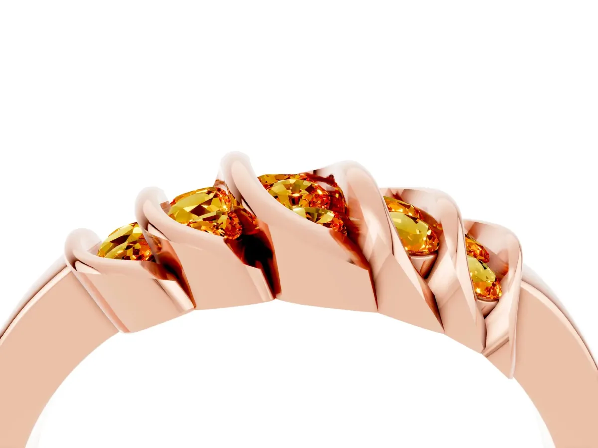 Round Citrine Multi-Row Crossover Band Rose gold