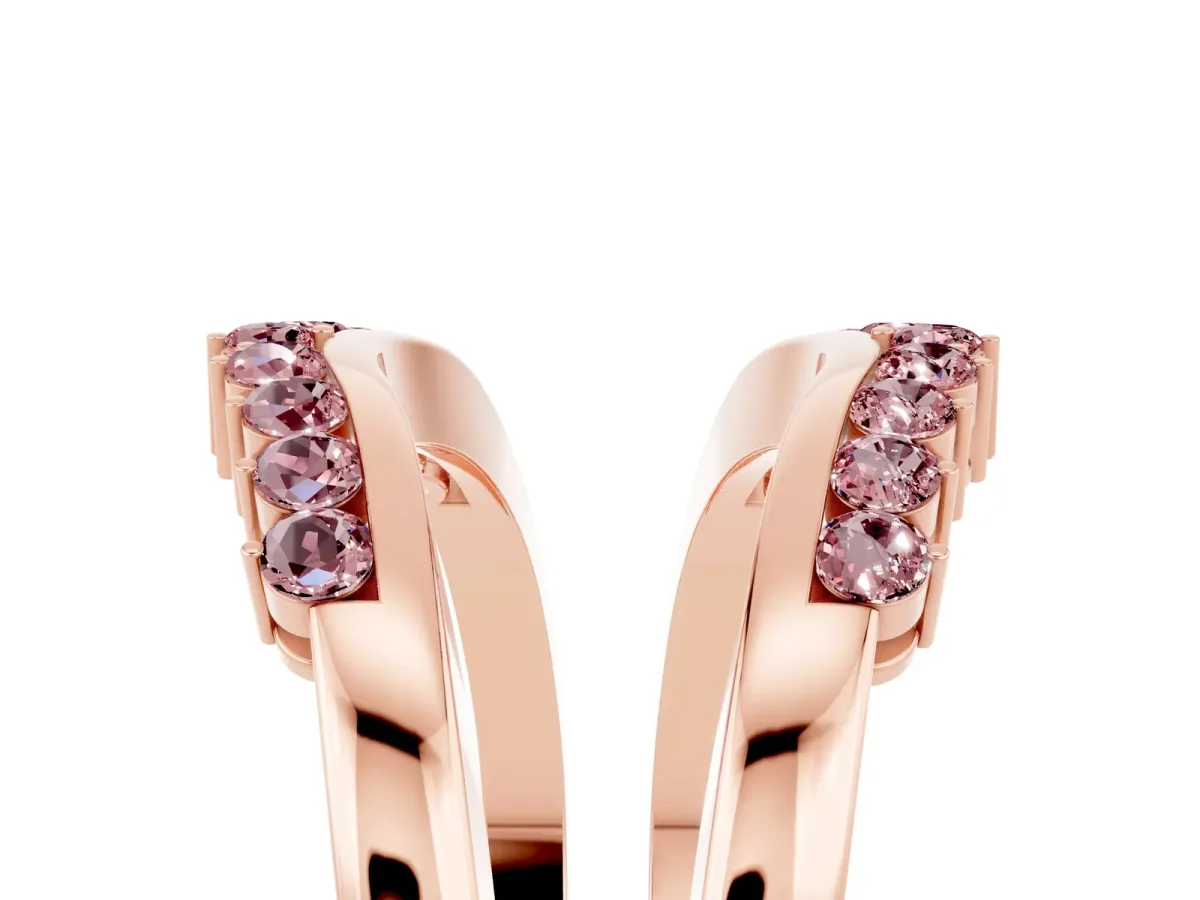 Round Morganite Chevron Contour Band with Prong Setting Rose gold