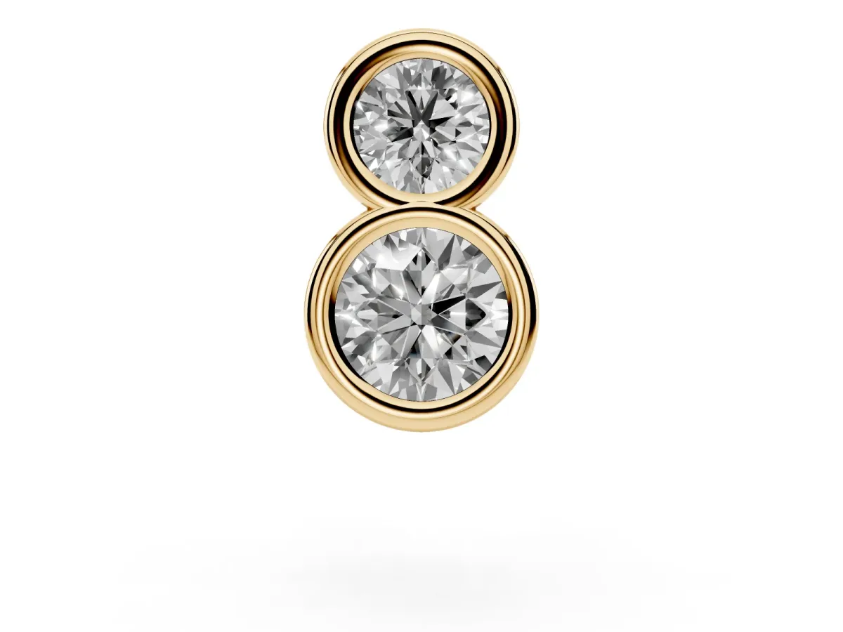 Round Diamond Duo Flatback Earring Yellow gold