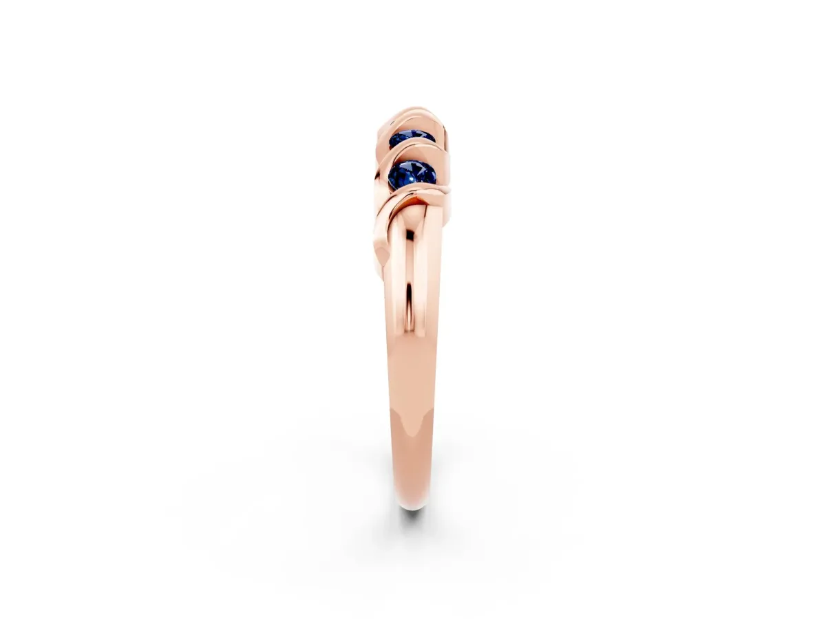 Round Blue Sapphire Eternity Band with Twist Prong Setting Rose gold