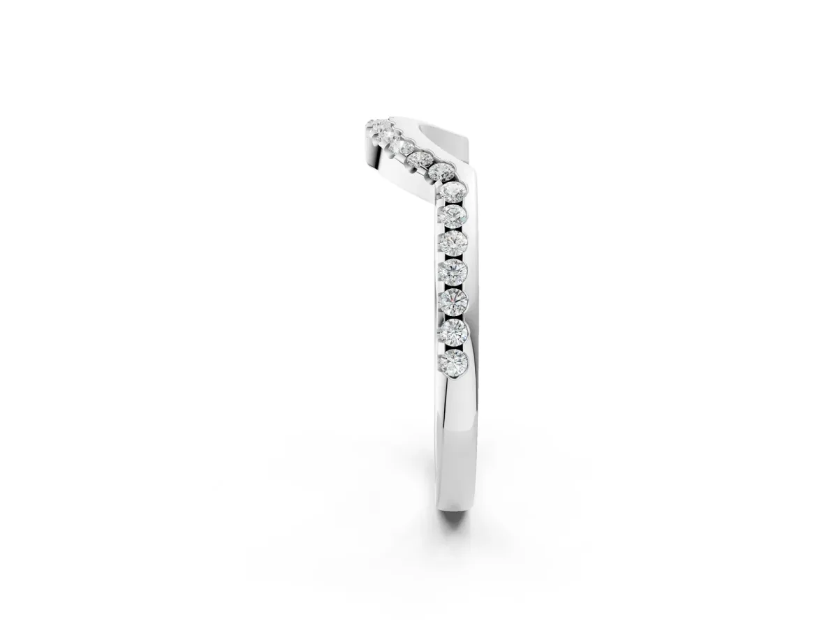 Pavé Round Diamond Contour Band with Shared Prong Setting Platinum